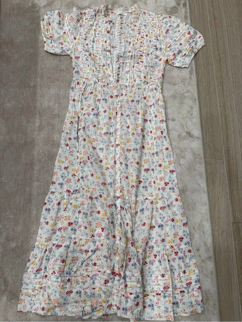 Doen Cream Floral Maxi Dress with Puff Sleeves - Picture 4 of 6